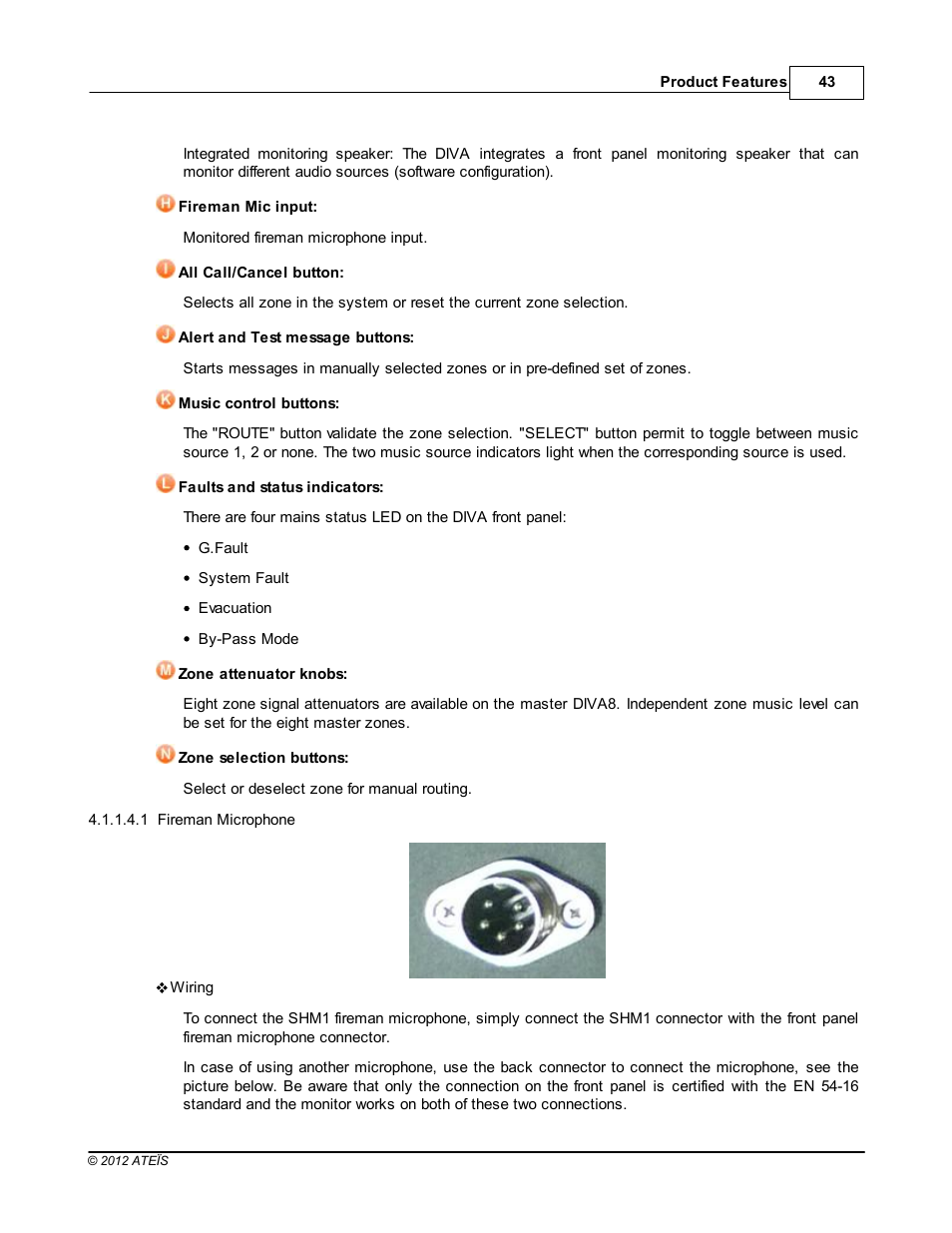 Fireman microphone | ATEIS DIVA8G2 User Manual | Page 43 / 277