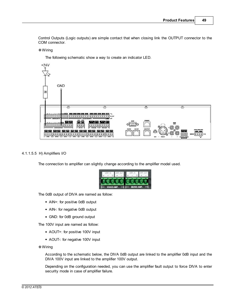 H) amplifiers i/o | ATEIS DIVA8G2 User Manual | Page 49 / 277
