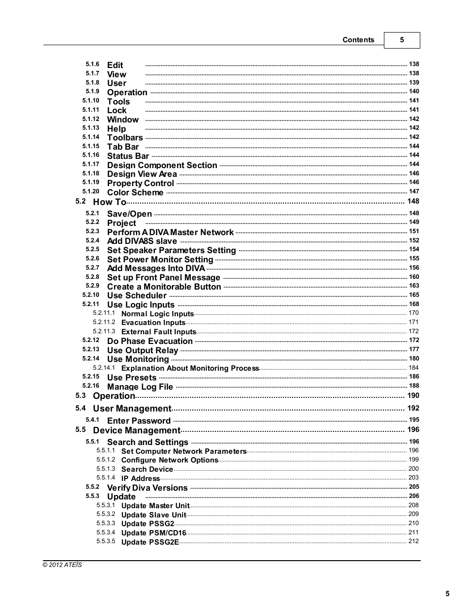 How to, Operation, User management | Device management | ATEIS DIVA8G2 User Manual | Page 5 / 277