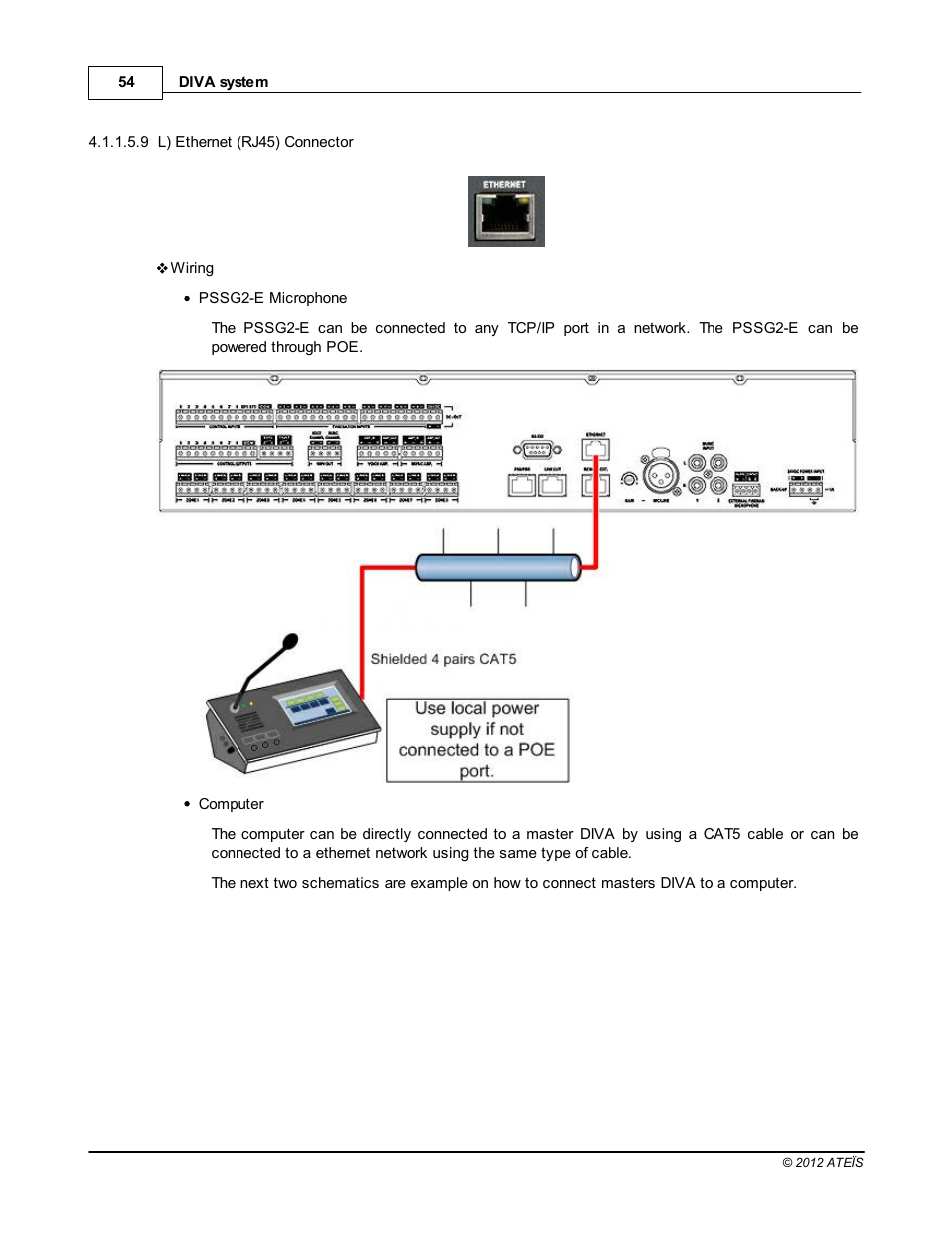 L) ethernet (rj45) connector | ATEIS DIVA8G2 User Manual | Page 54 / 277