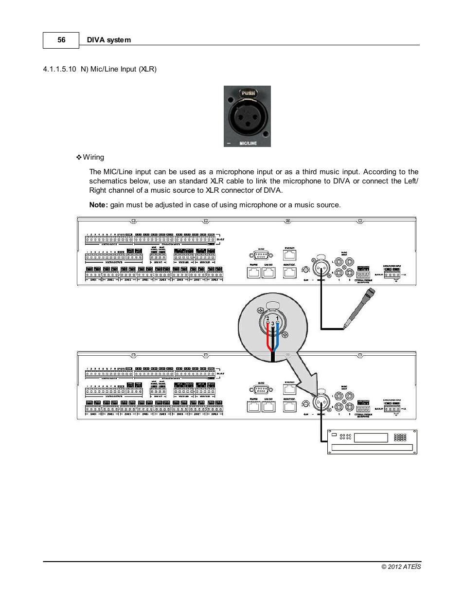 N) mic/line input (xlr) | ATEIS DIVA8G2 User Manual | Page 56 / 277