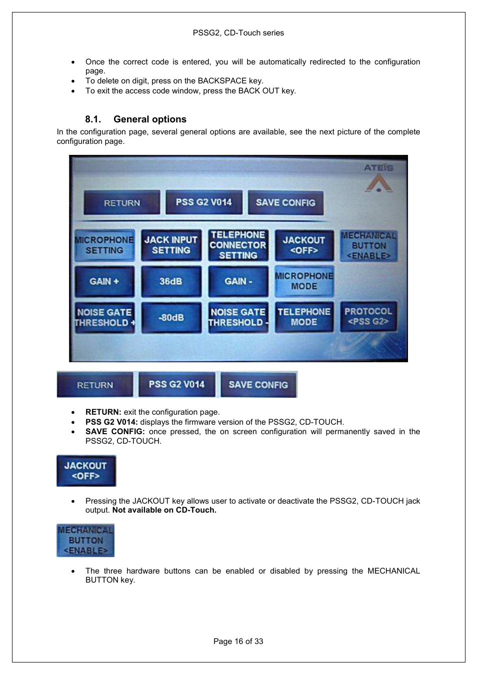 General options | ATEIS PSS-G2-xx User Manual | Page 16 / 33