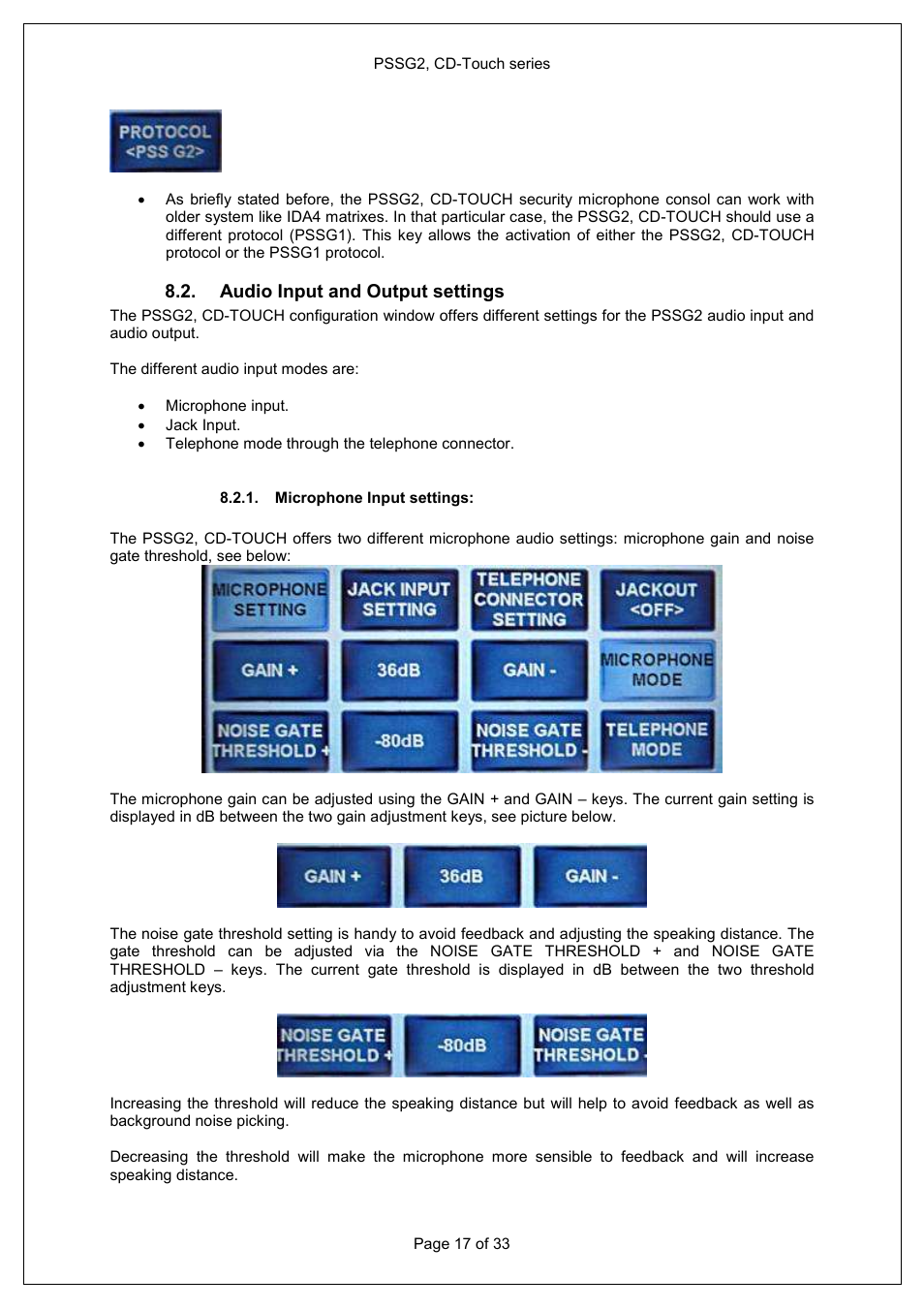 Audio input and output settings | ATEIS PSS-G2-xx User Manual | Page 17 / 33