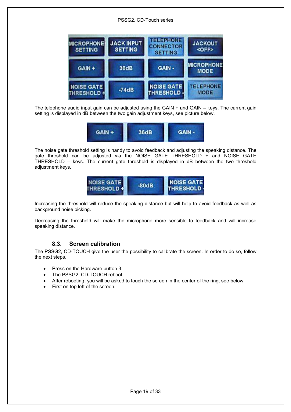 Screen calibration | ATEIS PSS-G2-xx User Manual | Page 19 / 33