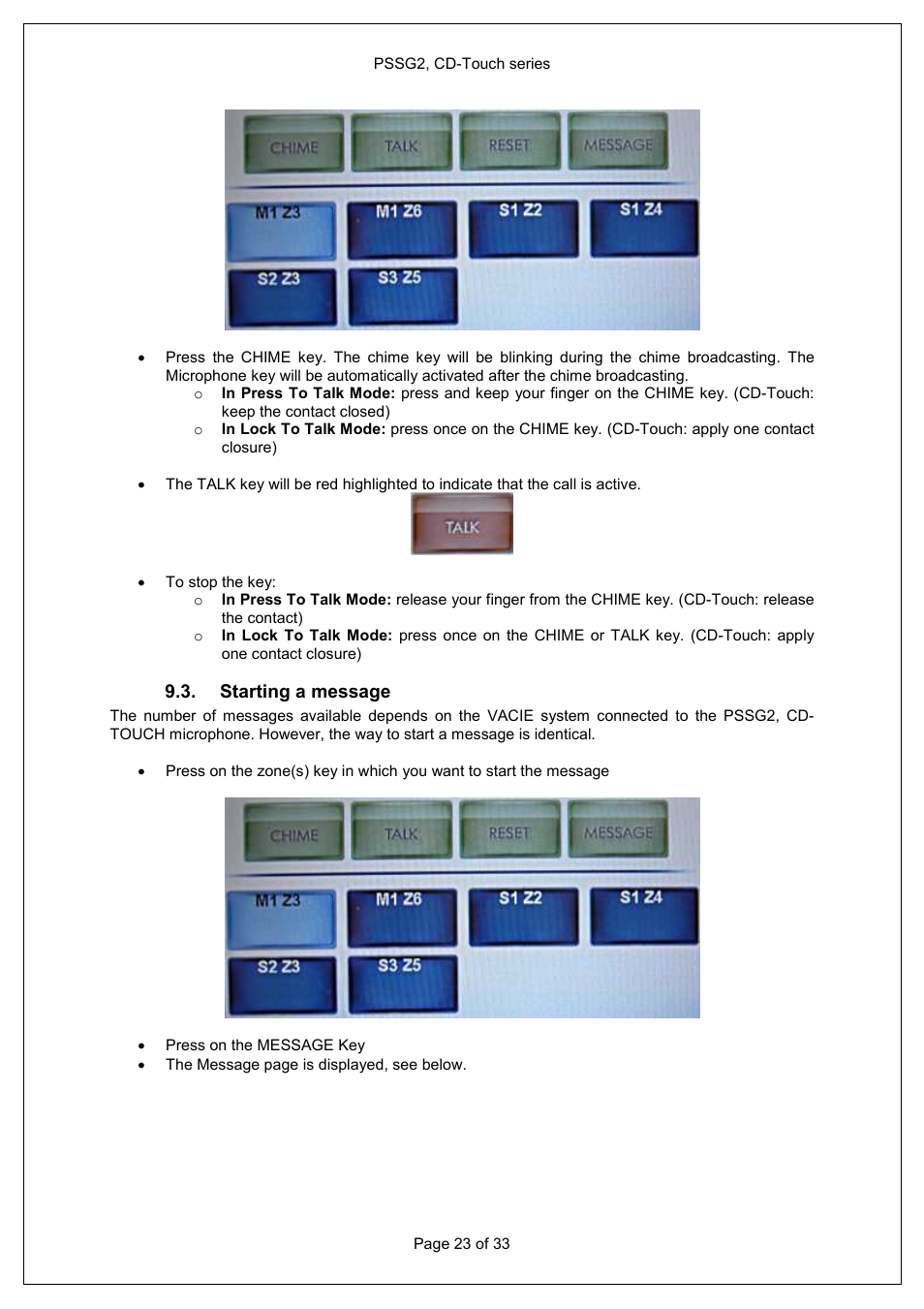 Starting a message | ATEIS PSS-G2-xx User Manual | Page 23 / 33