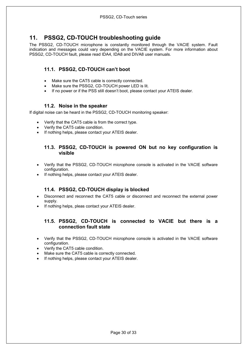 Pssg2, cd-touch troubleshooting guide | ATEIS PSS-G2-xx User Manual | Page 30 / 33