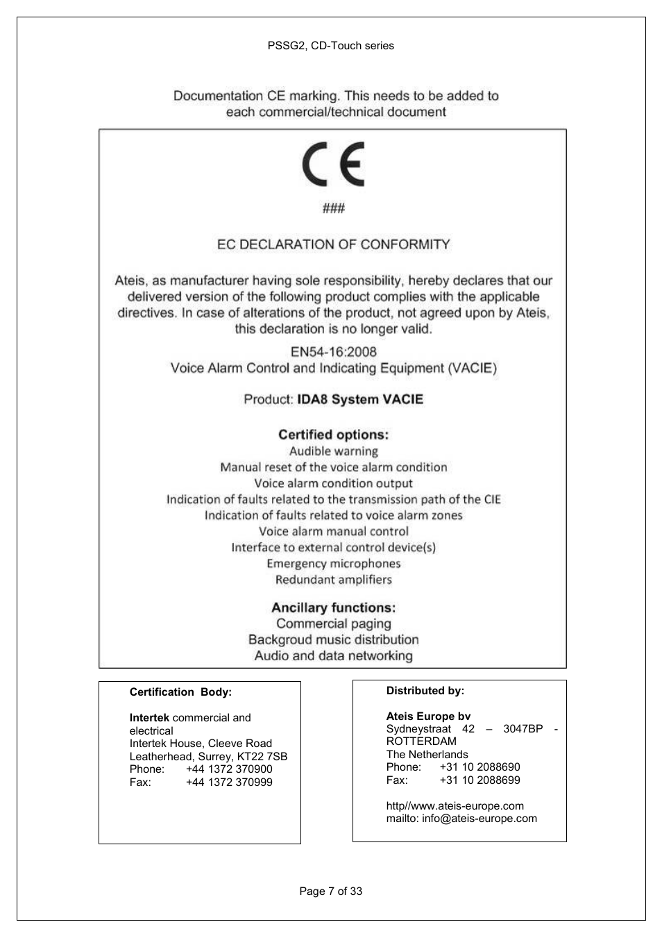 ATEIS PSS-G2-xx User Manual | Page 7 / 33