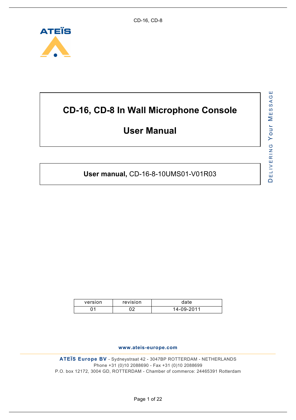 ATEIS CD16 User Manual | 22 pages