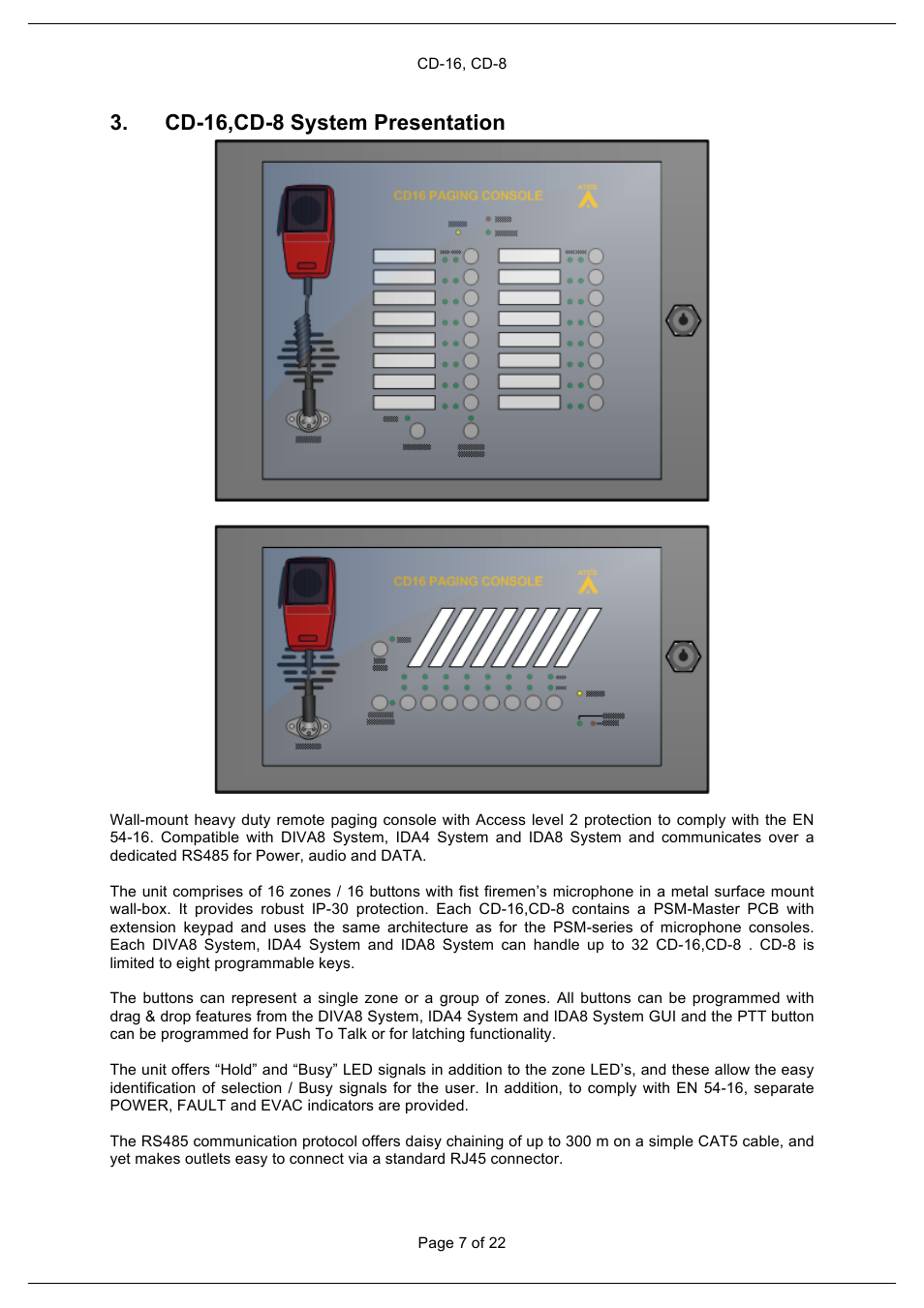 Cd-16,cd-8 system presentation | ATEIS CD16 User Manual | Page 7 / 22