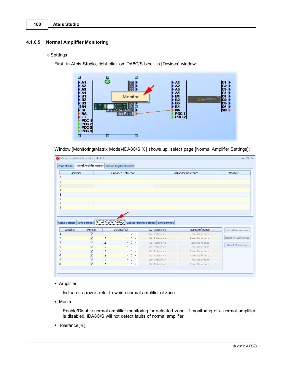 Normal amplifier monitoring | ATEIS IDA8C User Manual | Page 100 / 446