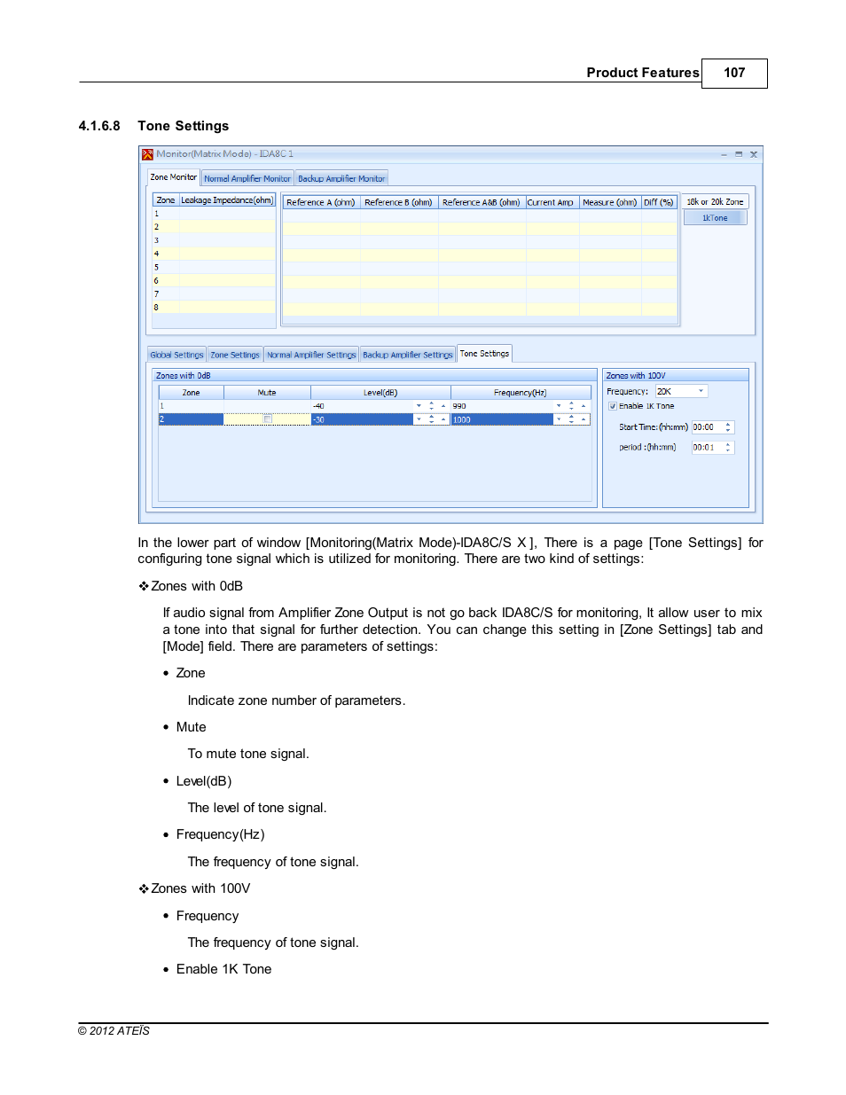 Tone settings | ATEIS IDA8C User Manual | Page 107 / 446