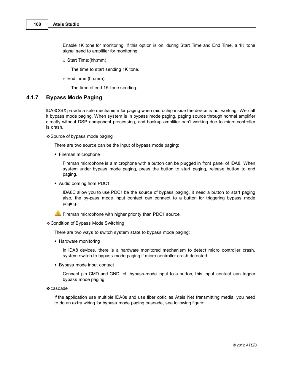 Bypass mode paging | ATEIS IDA8C User Manual | Page 108 / 446