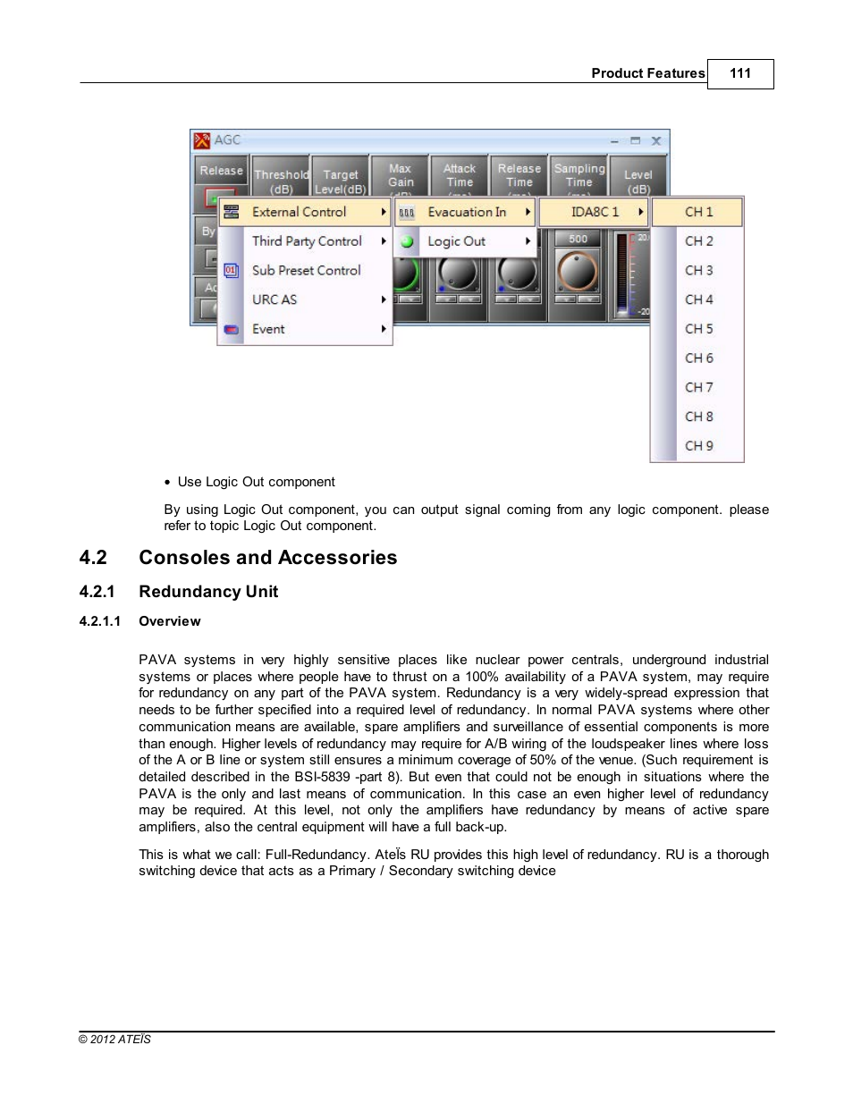 Consoles and accessories, Redundancy unit, Overview | 2 consoles and accessories | ATEIS IDA8C User Manual | Page 111 / 446