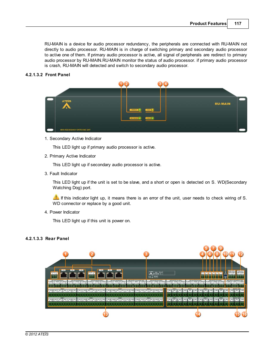 Front panel, Rear panel | ATEIS IDA8C User Manual | Page 117 / 446