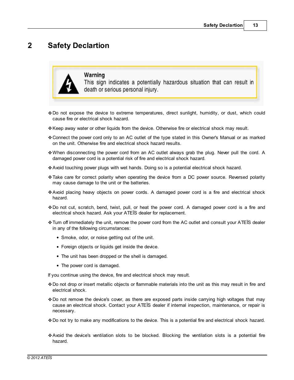 Safety declartion, 2safety declartion | ATEIS IDA8C User Manual | Page 13 / 446