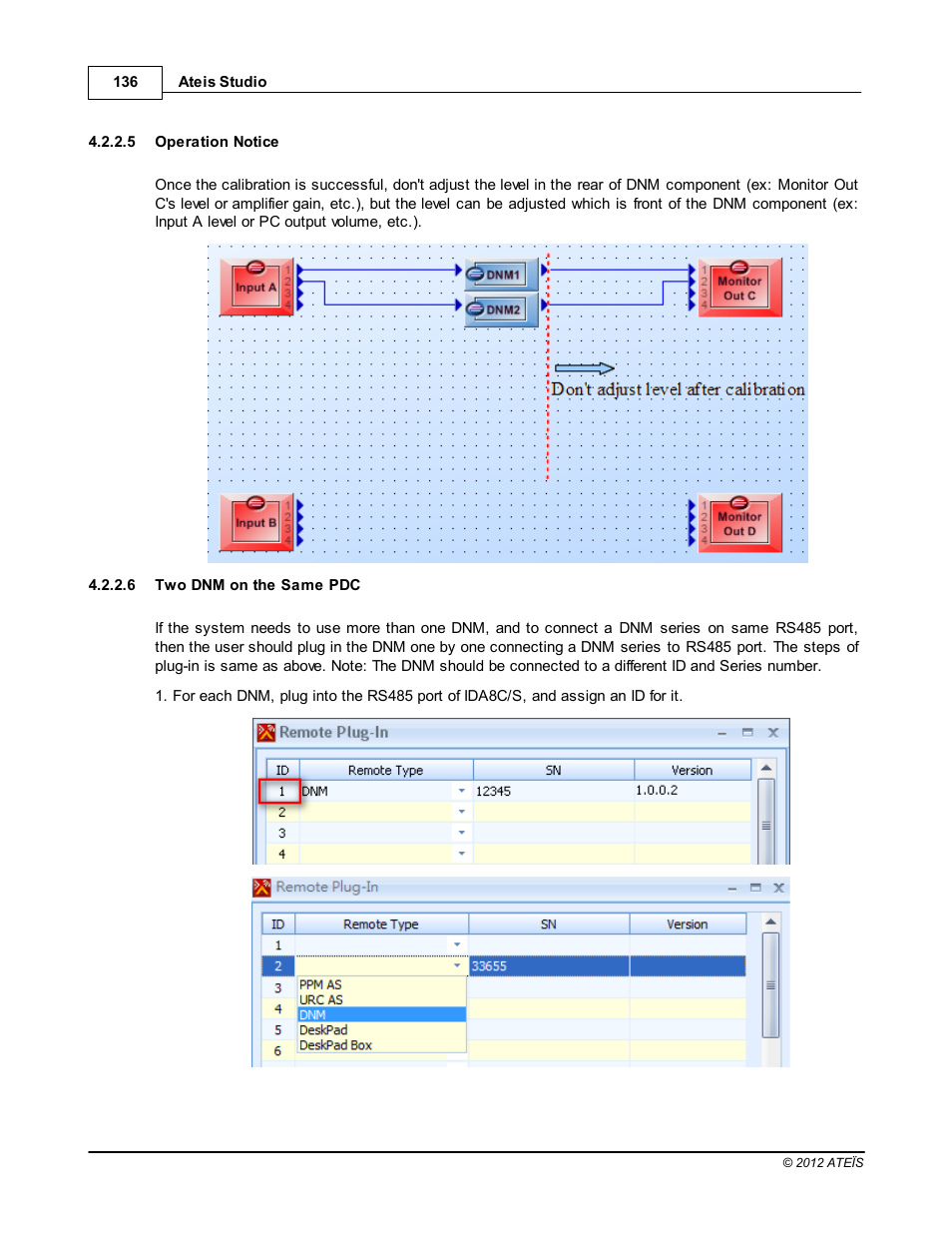 Operation notice, Two dnm on the same pdc | ATEIS IDA8C User Manual | Page 136 / 446