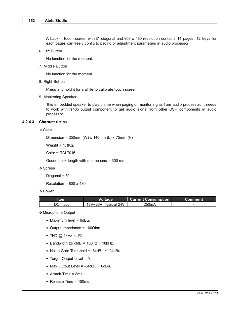 Characteristics | ATEIS IDA8C User Manual | Page 152 / 446