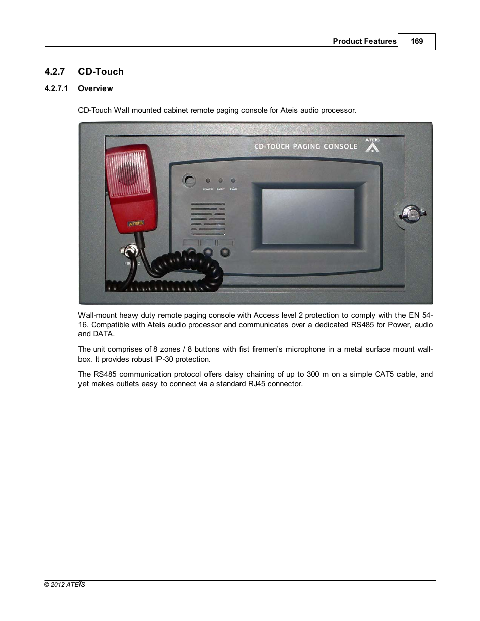 Cd-touch, Overview | ATEIS IDA8C User Manual | Page 169 / 446