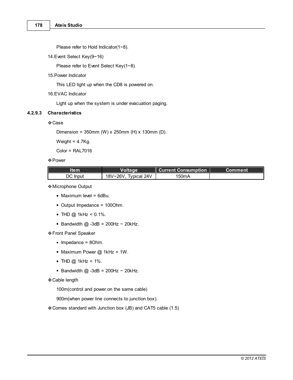 Characteristics | ATEIS IDA8C User Manual | Page 178 / 446