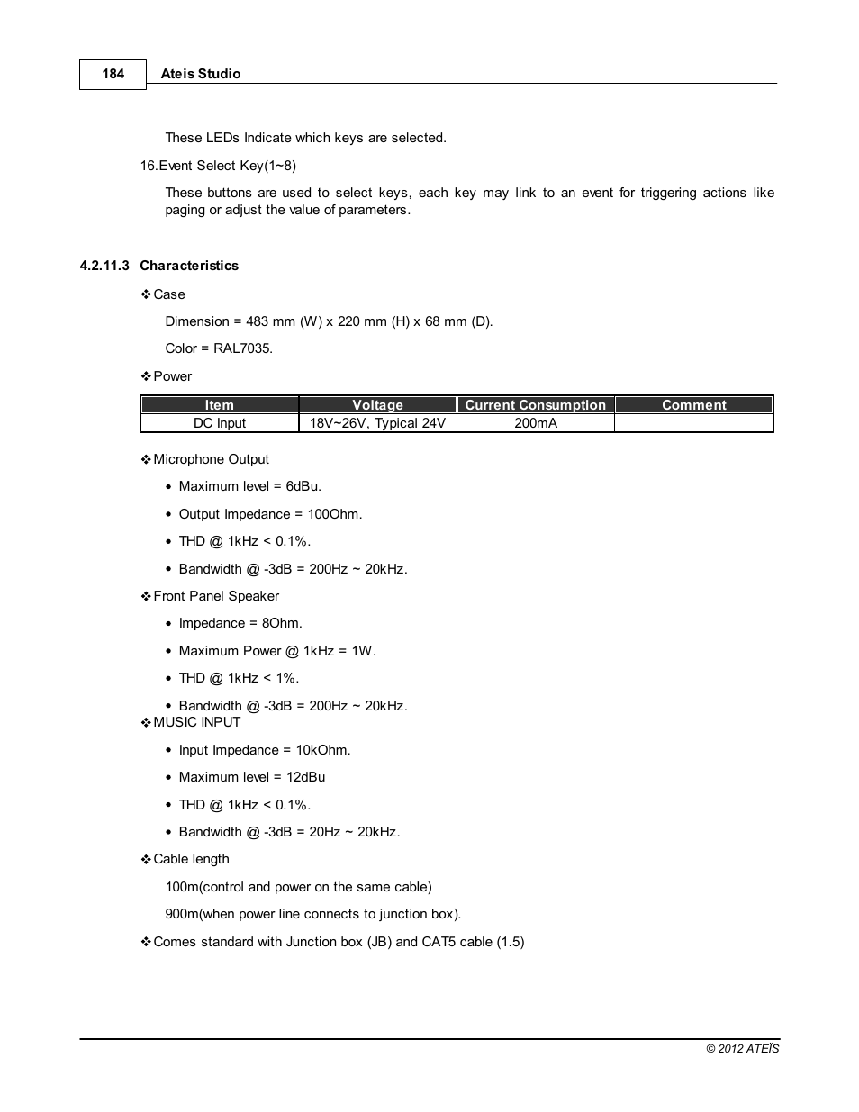 Characteristics | ATEIS IDA8C User Manual | Page 184 / 446