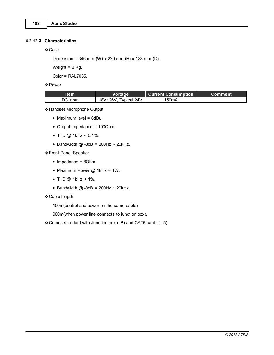 Characteristics | ATEIS IDA8C User Manual | Page 188 / 446