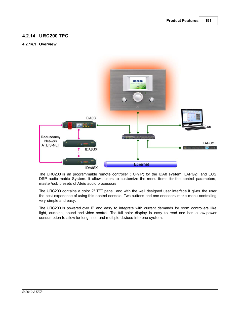 Urc200 tpc, Overview | ATEIS IDA8C User Manual | Page 191 / 446