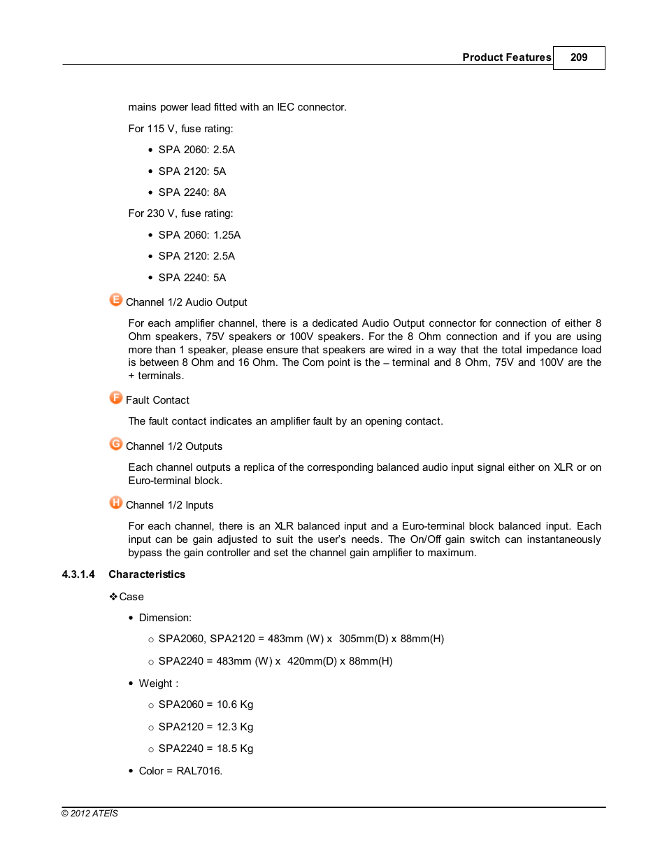 Characteristics | ATEIS IDA8C User Manual | Page 209 / 446