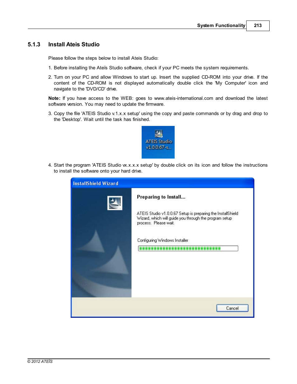 Install ateis studio | ATEIS IDA8C User Manual | Page 213 / 446