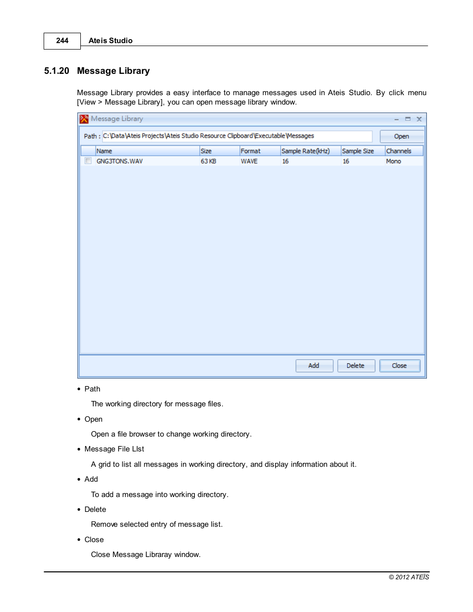 Message library | ATEIS IDA8C User Manual | Page 244 / 446