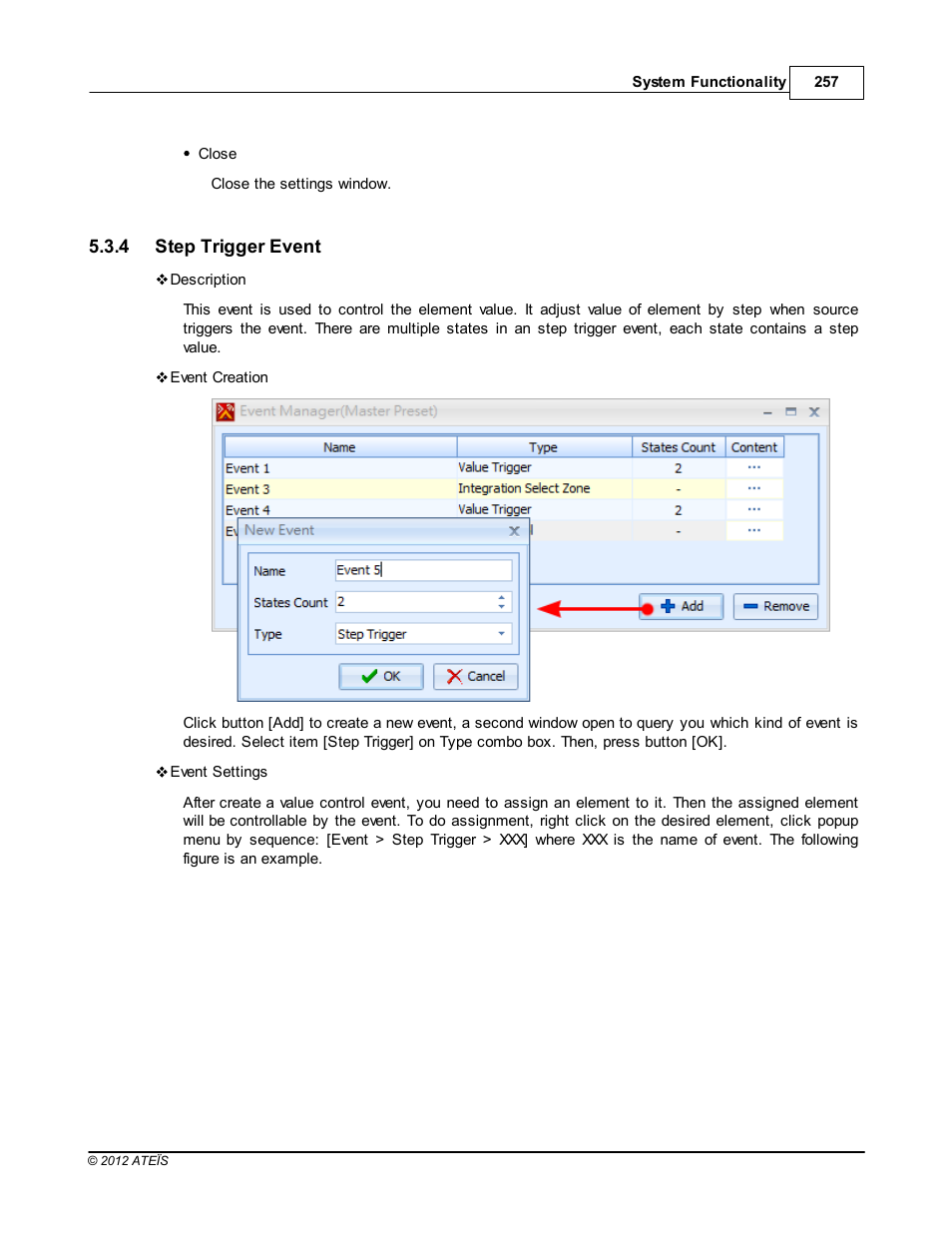 Step trigger event | ATEIS IDA8C User Manual | Page 257 / 446