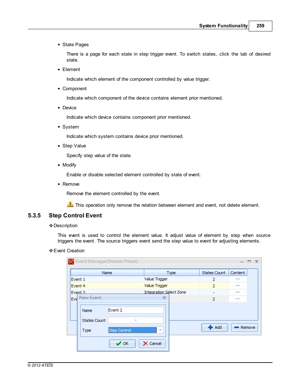 Step control event | ATEIS IDA8C User Manual | Page 259 / 446