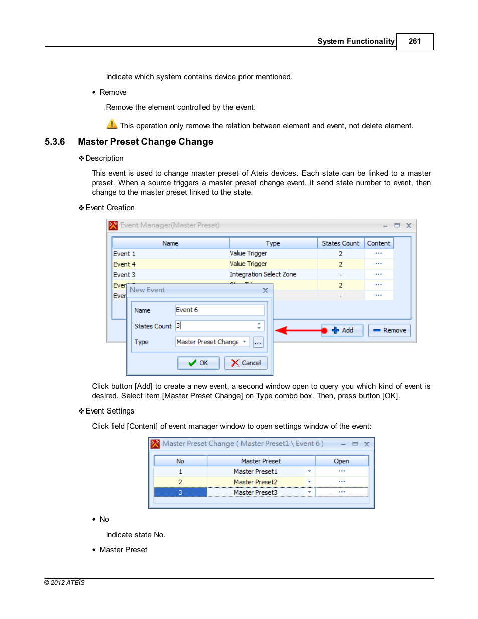 Master preset change change | ATEIS IDA8C User Manual | Page 261 / 446