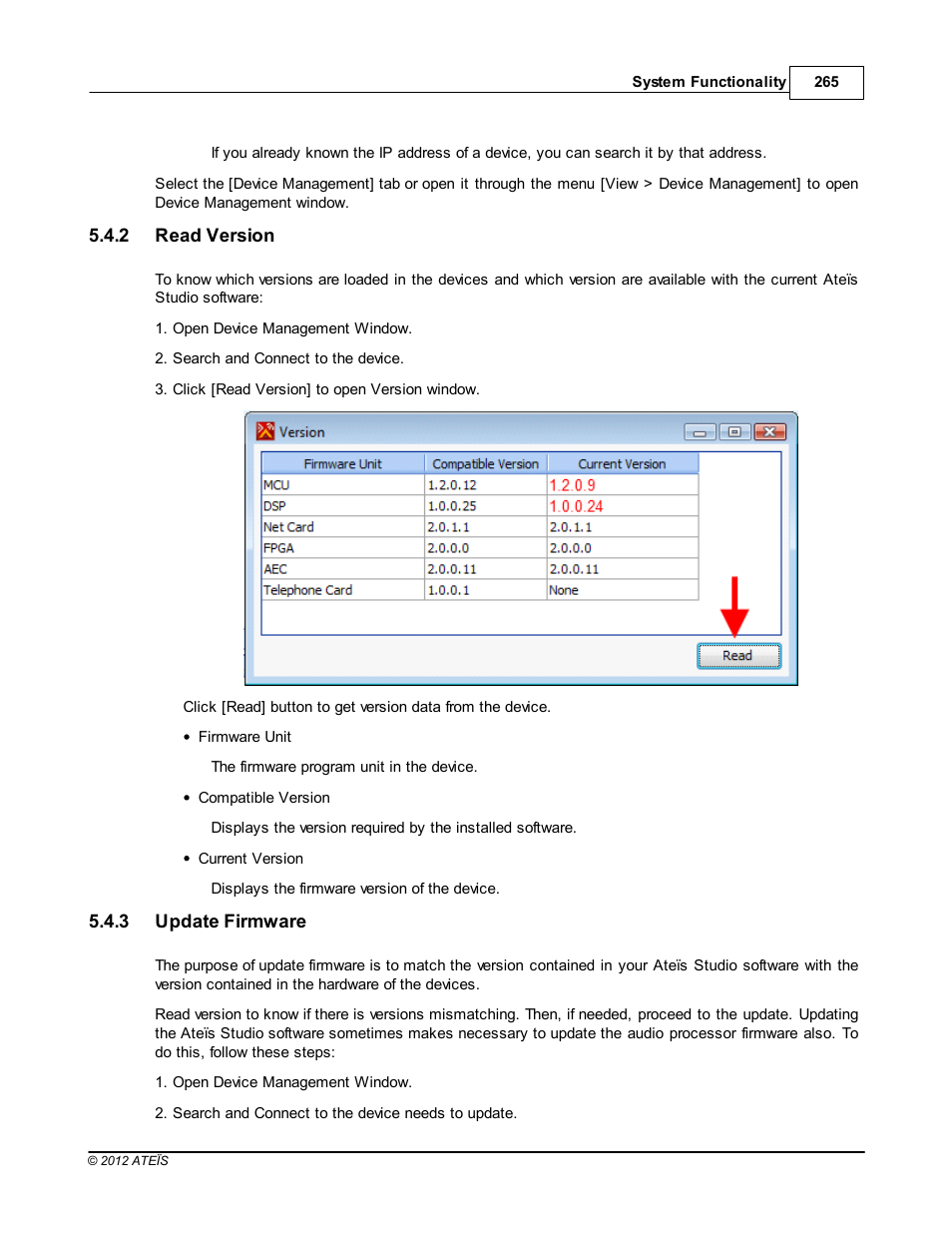 Read version, Update firmware | ATEIS IDA8C User Manual | Page 265 / 446