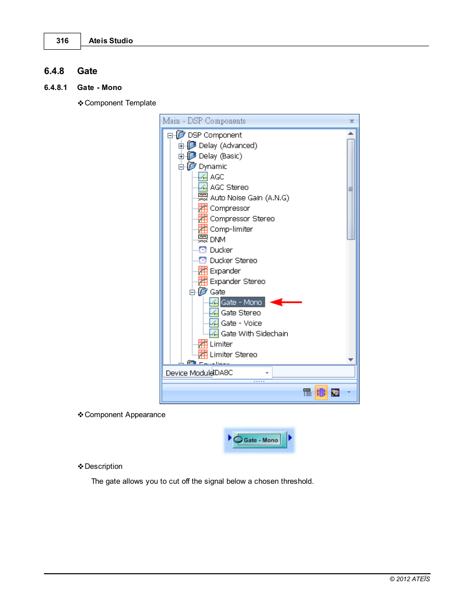 Gate, Gate - mono | ATEIS IDA8C User Manual | Page 316 / 446