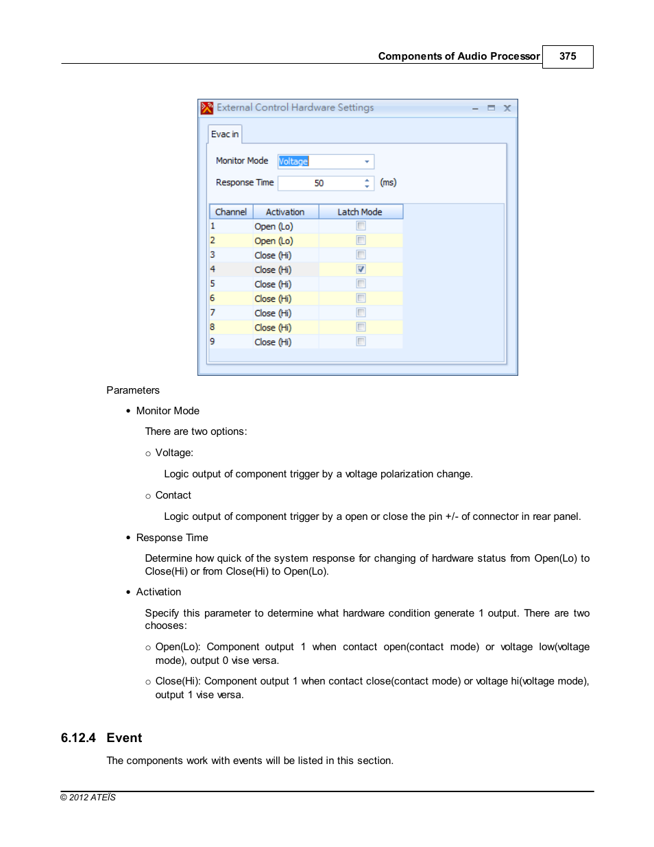 Event | ATEIS IDA8C User Manual | Page 375 / 446