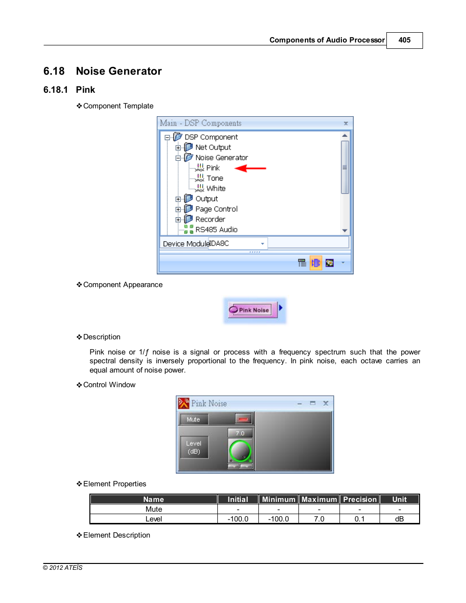 Noise generator, Pink, 18 noise generator | ATEIS IDA8C User Manual | Page 405 / 446