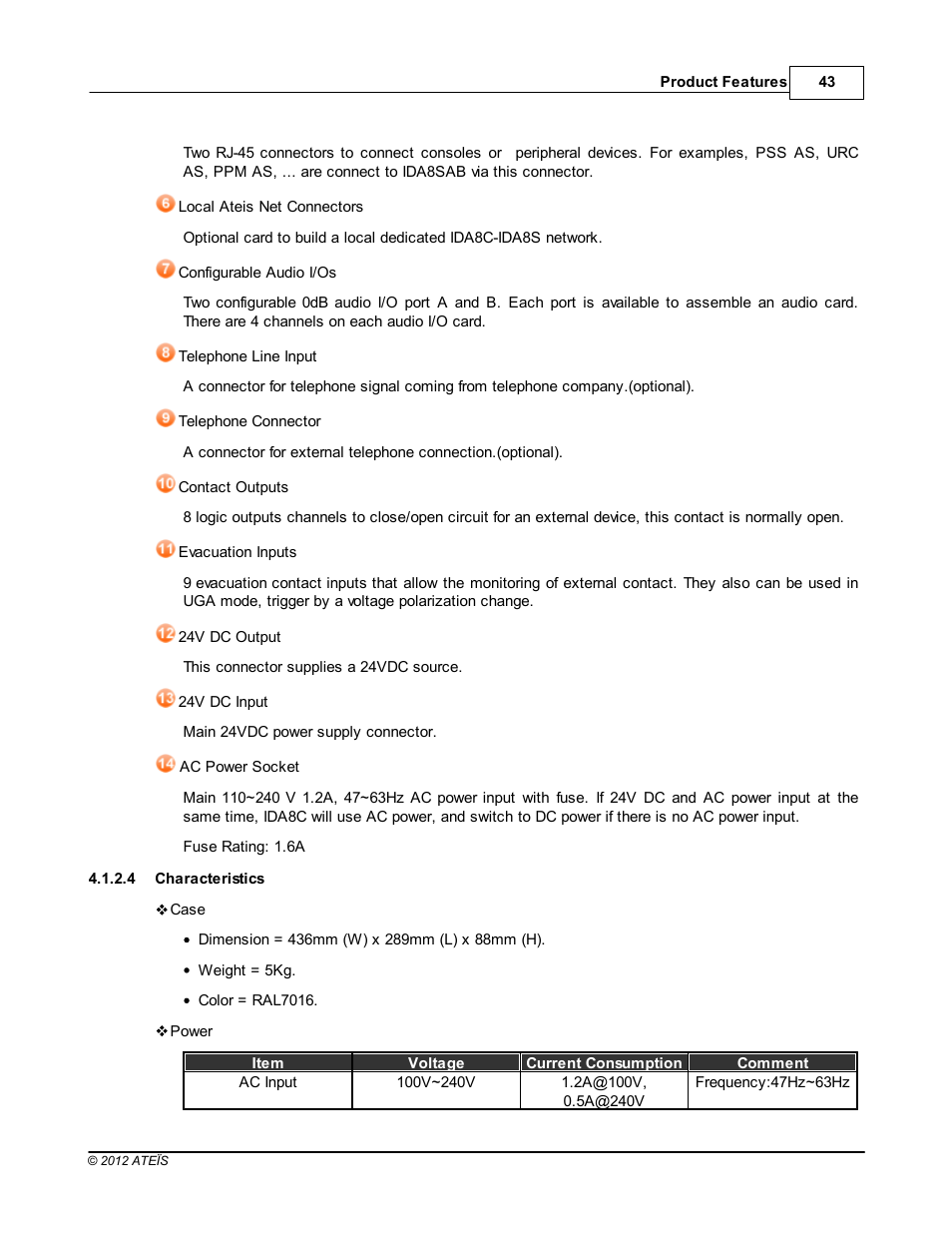 Characteristics | ATEIS IDA8C User Manual | Page 43 / 446