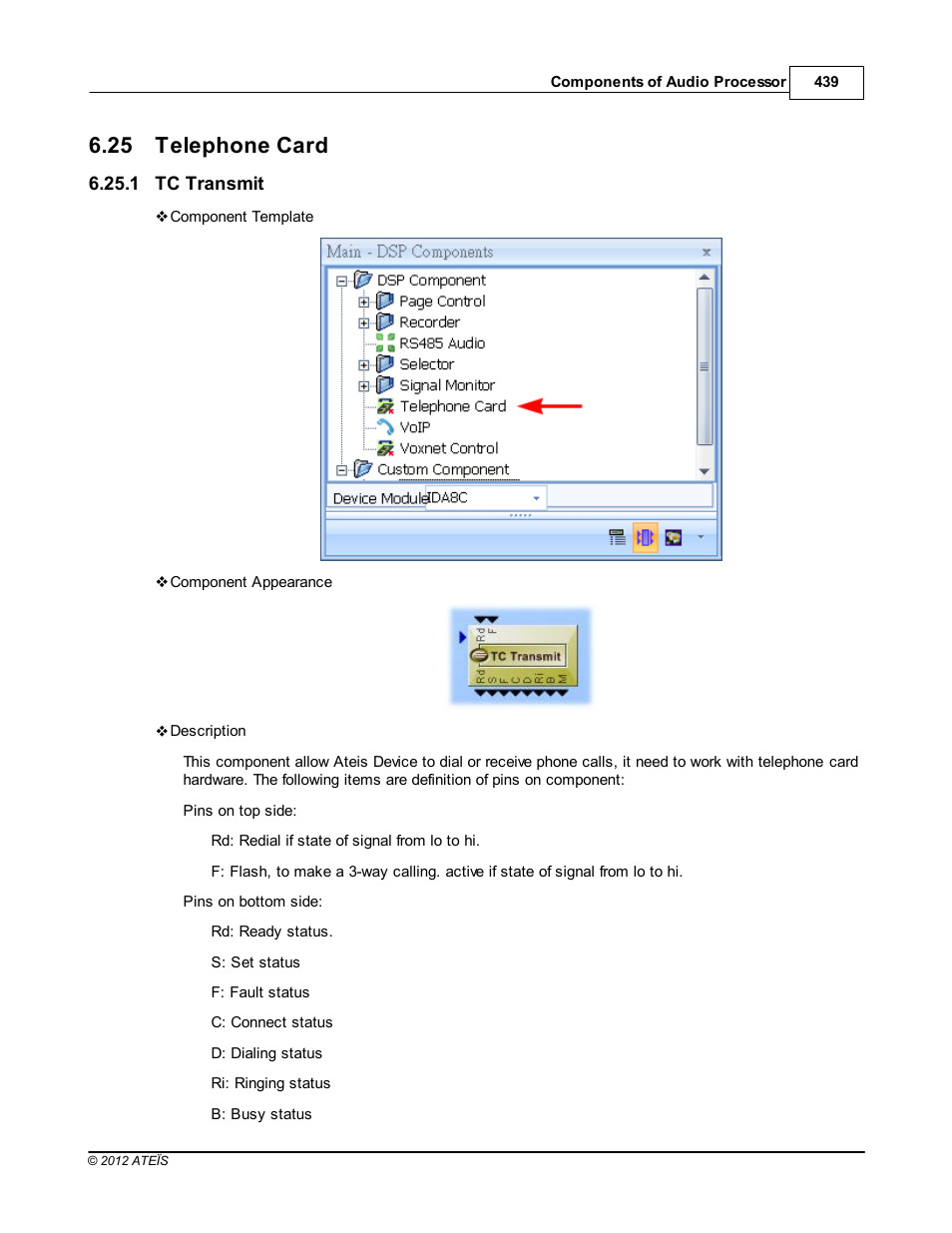 Telephone card, Tc transmit, 25 telephone card | ATEIS IDA8C User Manual | Page 439 / 446