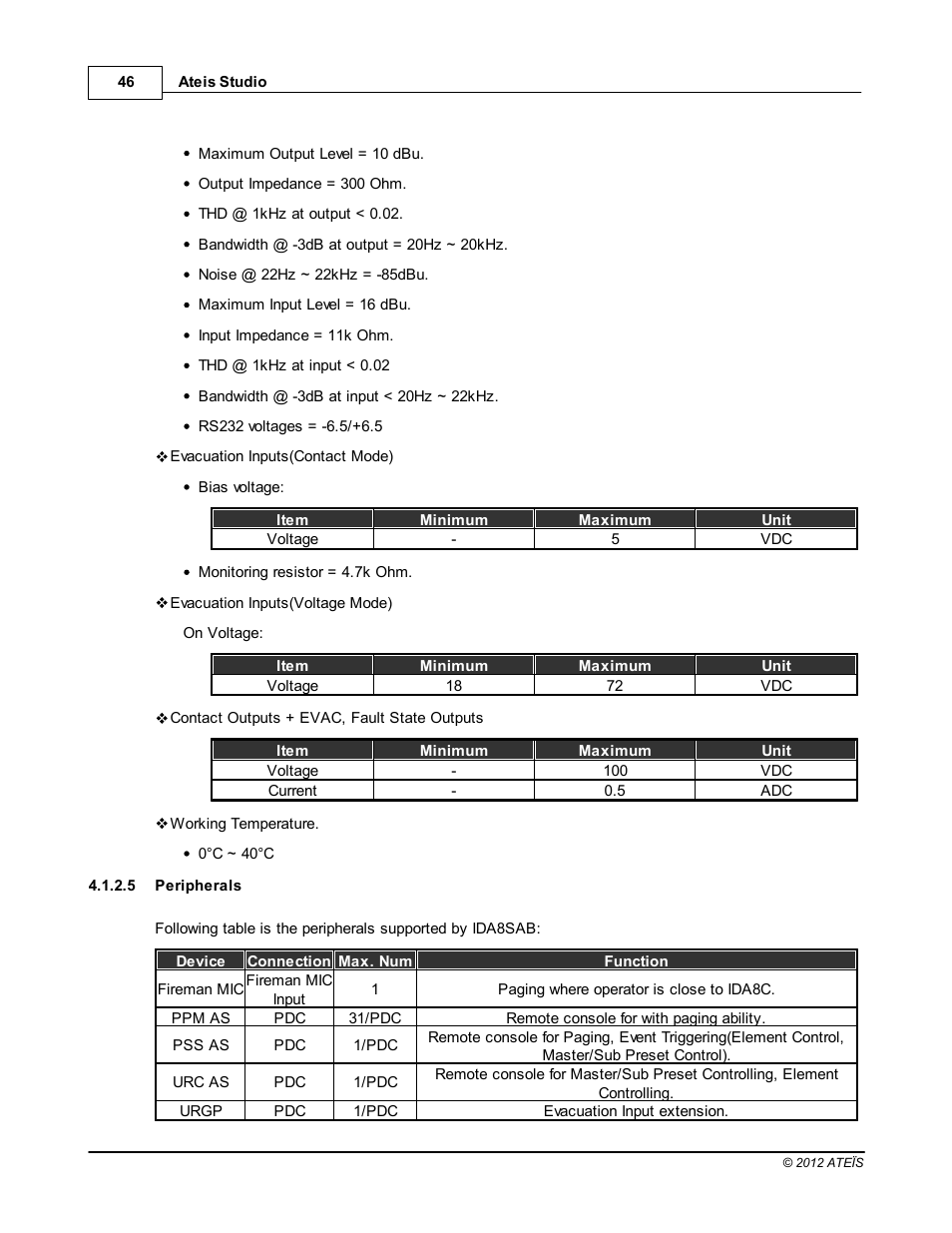 Peripherals | ATEIS IDA8C User Manual | Page 46 / 446