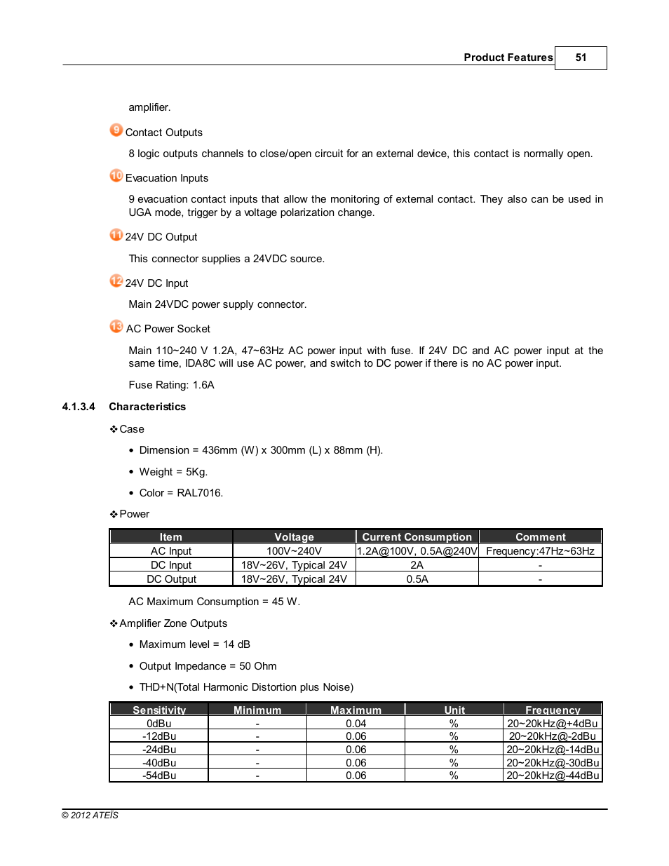 Characteristics | ATEIS IDA8C User Manual | Page 51 / 446