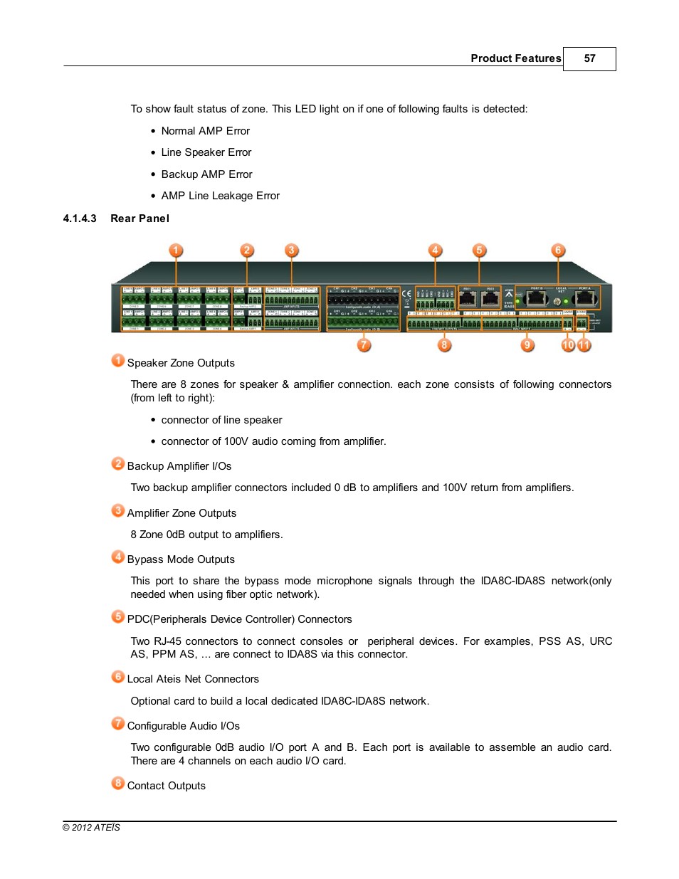 Rear panel | ATEIS IDA8C User Manual | Page 57 / 446