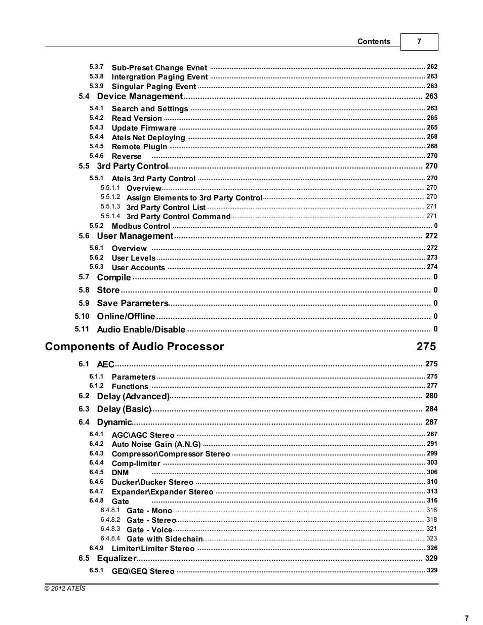 Components of audio processor 275 | ATEIS IDA8C User Manual | Page 7 / 446