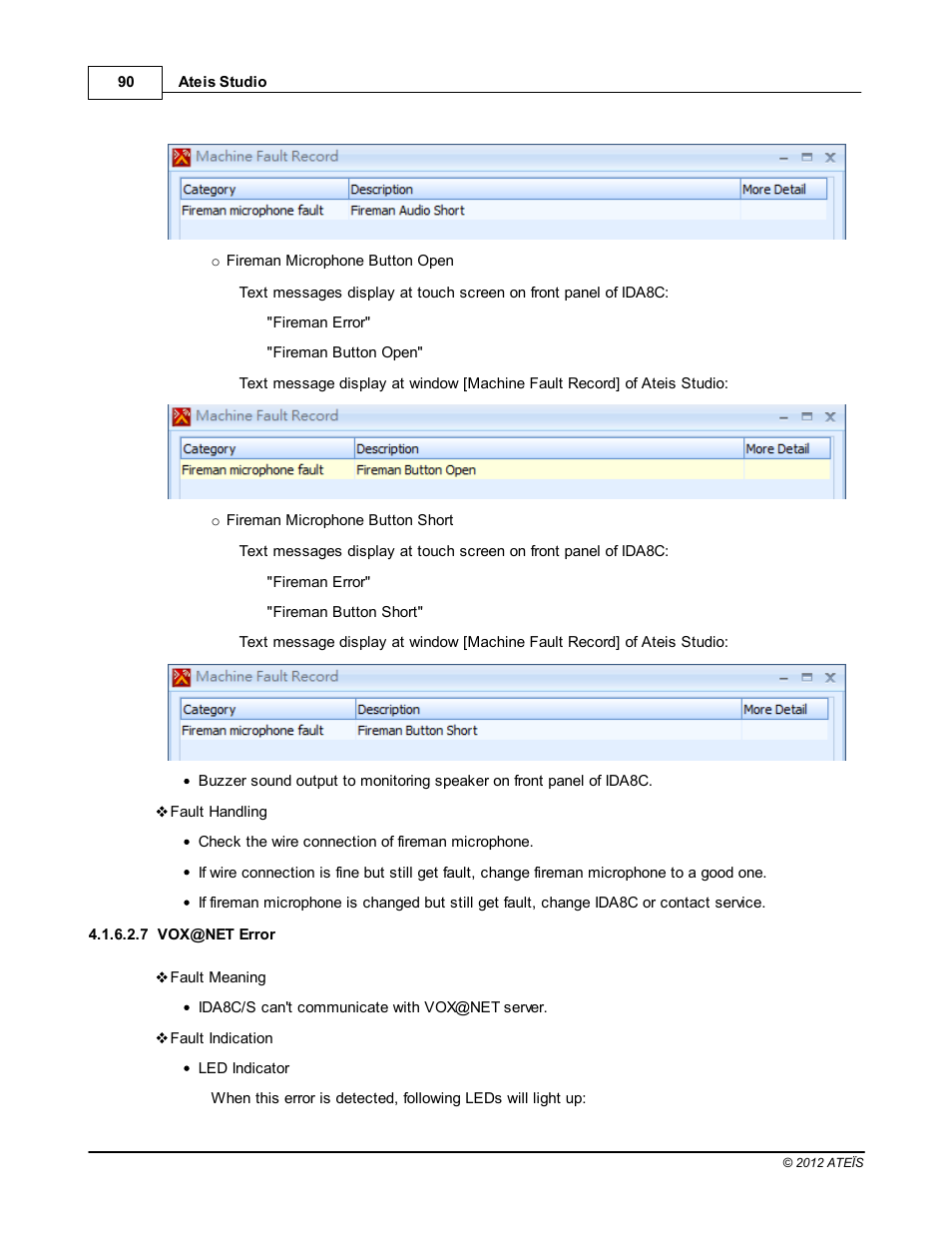 Vox@net error | ATEIS IDA8C User Manual | Page 90 / 446