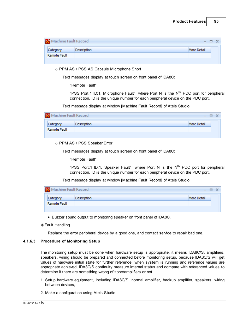 Procedure of monitoring setup | ATEIS IDA8C User Manual | Page 95 / 446
