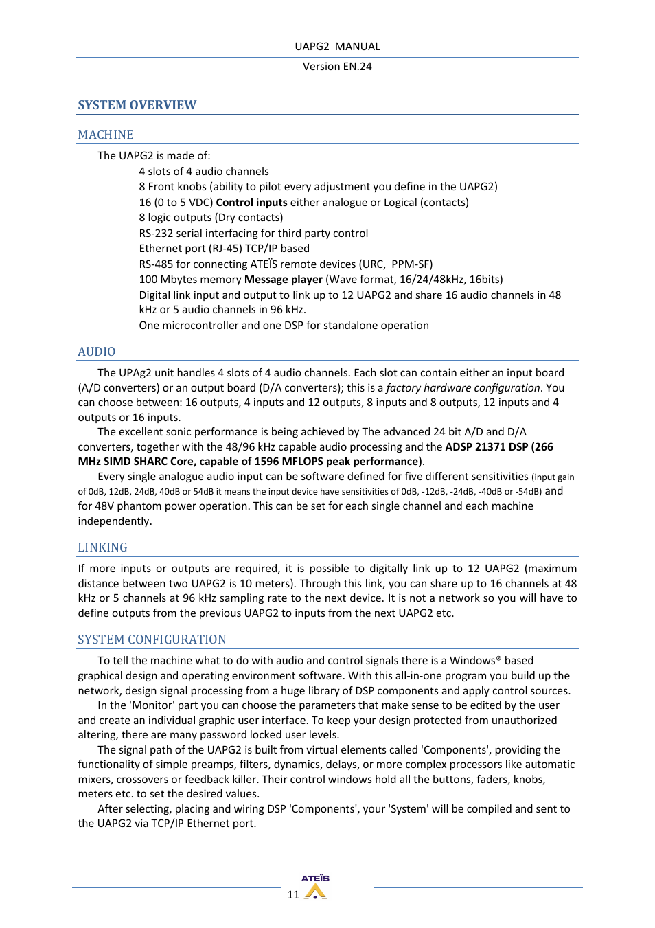 ATEIS UAPg2 User Manual | Page 11 / 224