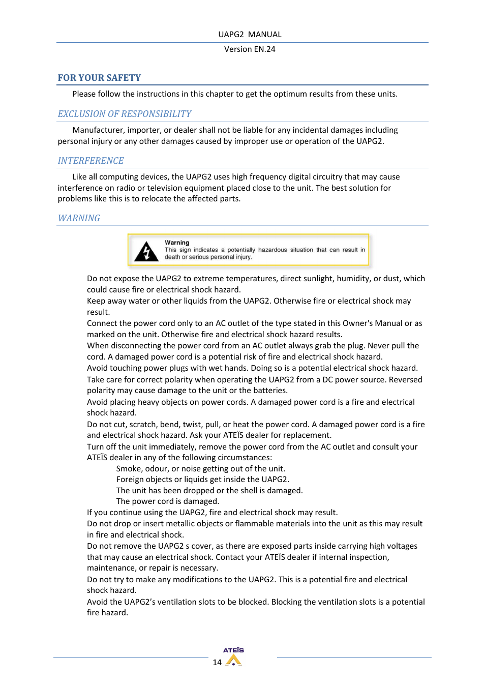 ATEIS UAPg2 User Manual | Page 14 / 224