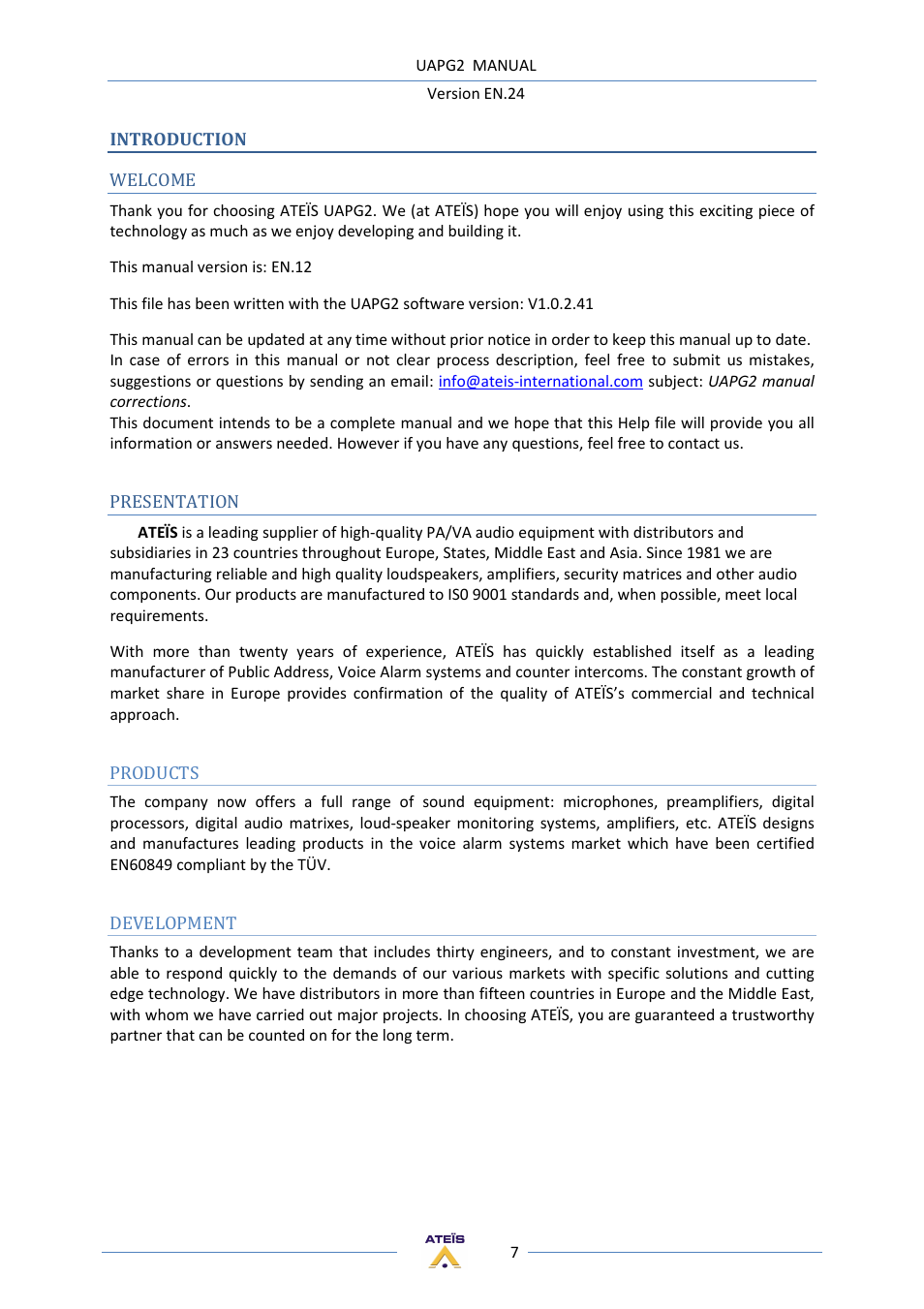 ATEIS UAPg2 User Manual | Page 7 / 224