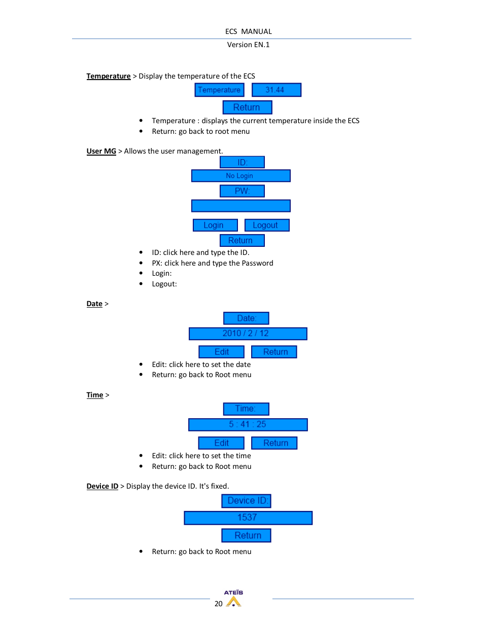 ATEIS ECS User Manual | Page 20 / 60