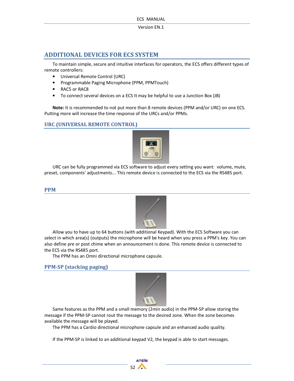 Additional devices for ecs system | ATEIS ECS User Manual | Page 52 / 60