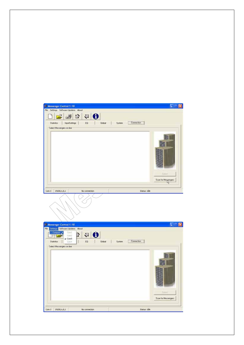 Connecting to the messenger using m-control, Using the usb-485 interface, Establishing a connection between pc and messenger | Onnecting to the, Essenger using, Ontrol, Stablishing a connection between, Essenger, Messenger operating manual | ATEIS Messenger Series User Manual | Page 11 / 38